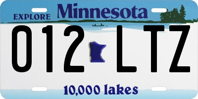 MN license plate 012LTZ
