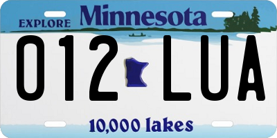 MN license plate 012LUA