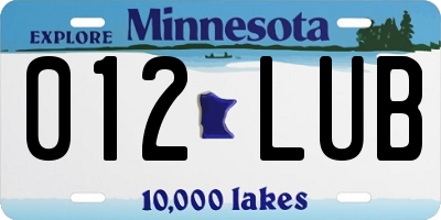 MN license plate 012LUB