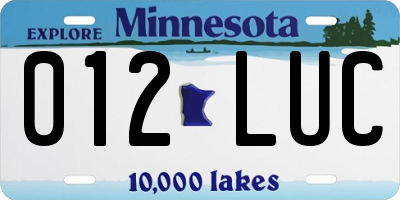 MN license plate 012LUC