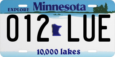 MN license plate 012LUE