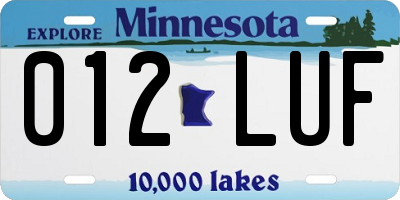 MN license plate 012LUF