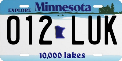 MN license plate 012LUK