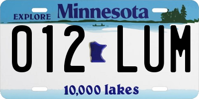 MN license plate 012LUM