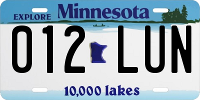 MN license plate 012LUN