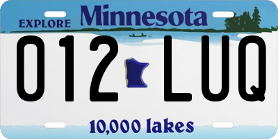 MN license plate 012LUQ