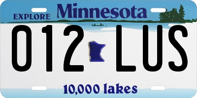 MN license plate 012LUS