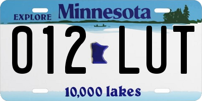 MN license plate 012LUT