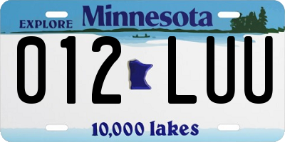 MN license plate 012LUU