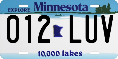 MN license plate 012LUV