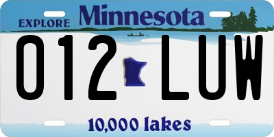 MN license plate 012LUW