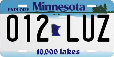 MN license plate 012LUZ