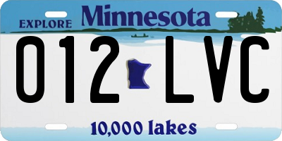 MN license plate 012LVC