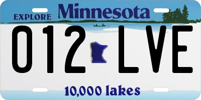 MN license plate 012LVE