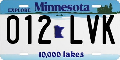 MN license plate 012LVK