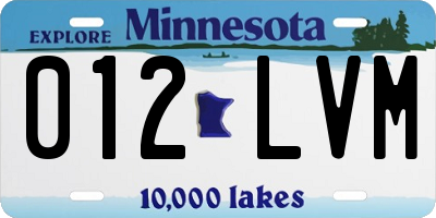 MN license plate 012LVM
