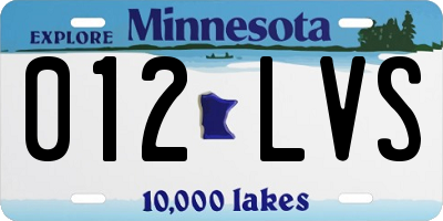 MN license plate 012LVS