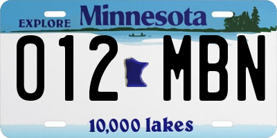 MN license plate 012MBN