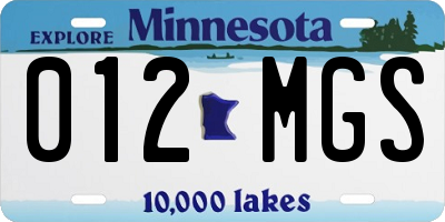 MN license plate 012MGS