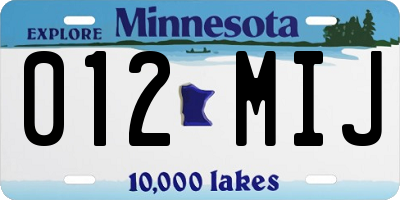MN license plate 012MIJ