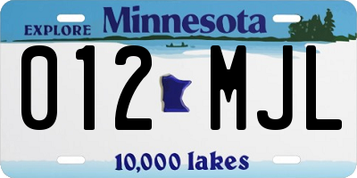 MN license plate 012MJL