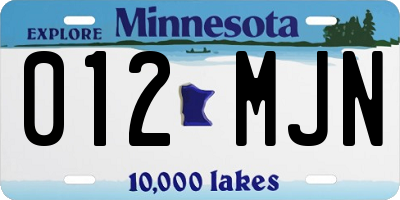MN license plate 012MJN
