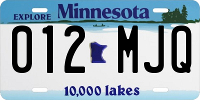 MN license plate 012MJQ