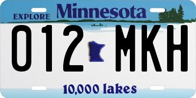 MN license plate 012MKH