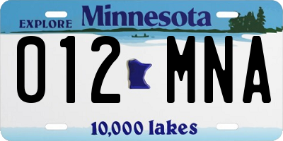 MN license plate 012MNA