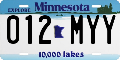 MN license plate 012MYY