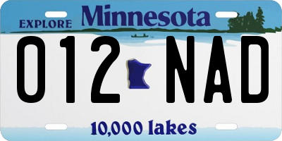 MN license plate 012NAD