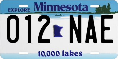 MN license plate 012NAE