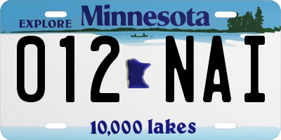 MN license plate 012NAI