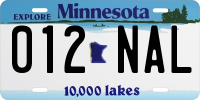 MN license plate 012NAL