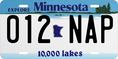 MN license plate 012NAP