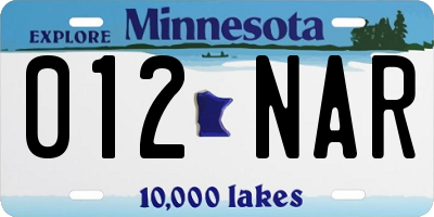 MN license plate 012NAR