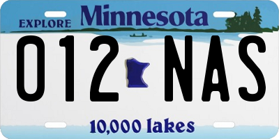 MN license plate 012NAS