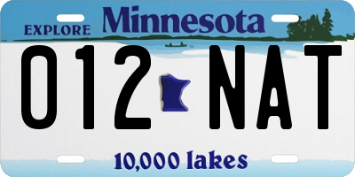 MN license plate 012NAT