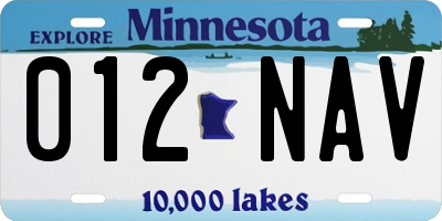 MN license plate 012NAV