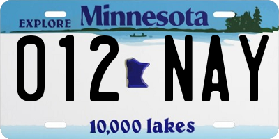 MN license plate 012NAY