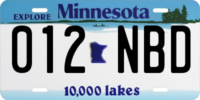 MN license plate 012NBD