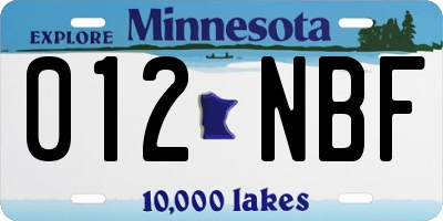 MN license plate 012NBF