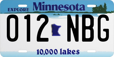 MN license plate 012NBG