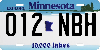 MN license plate 012NBH