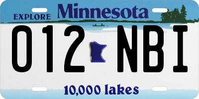 MN license plate 012NBI