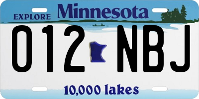 MN license plate 012NBJ