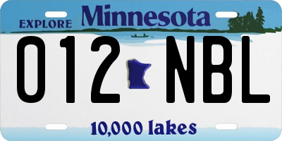 MN license plate 012NBL