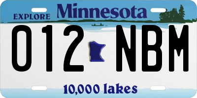 MN license plate 012NBM