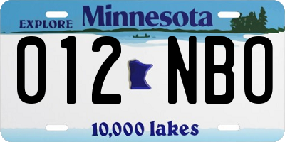 MN license plate 012NBO