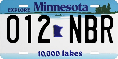 MN license plate 012NBR